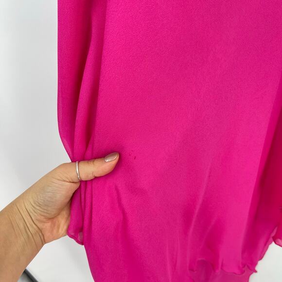 Lovers and Friends | Shelby Asymmetric Dress in Pink Handkerchief Hem Rosette S - Picture 14 of 16